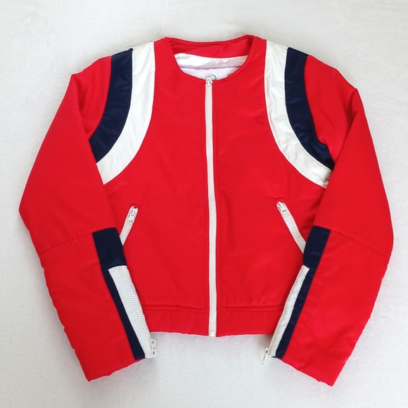 aurora boreal Jackets & Blazers - Red With Racer Stripes Winter Puffer/ Ski Snow Coat S